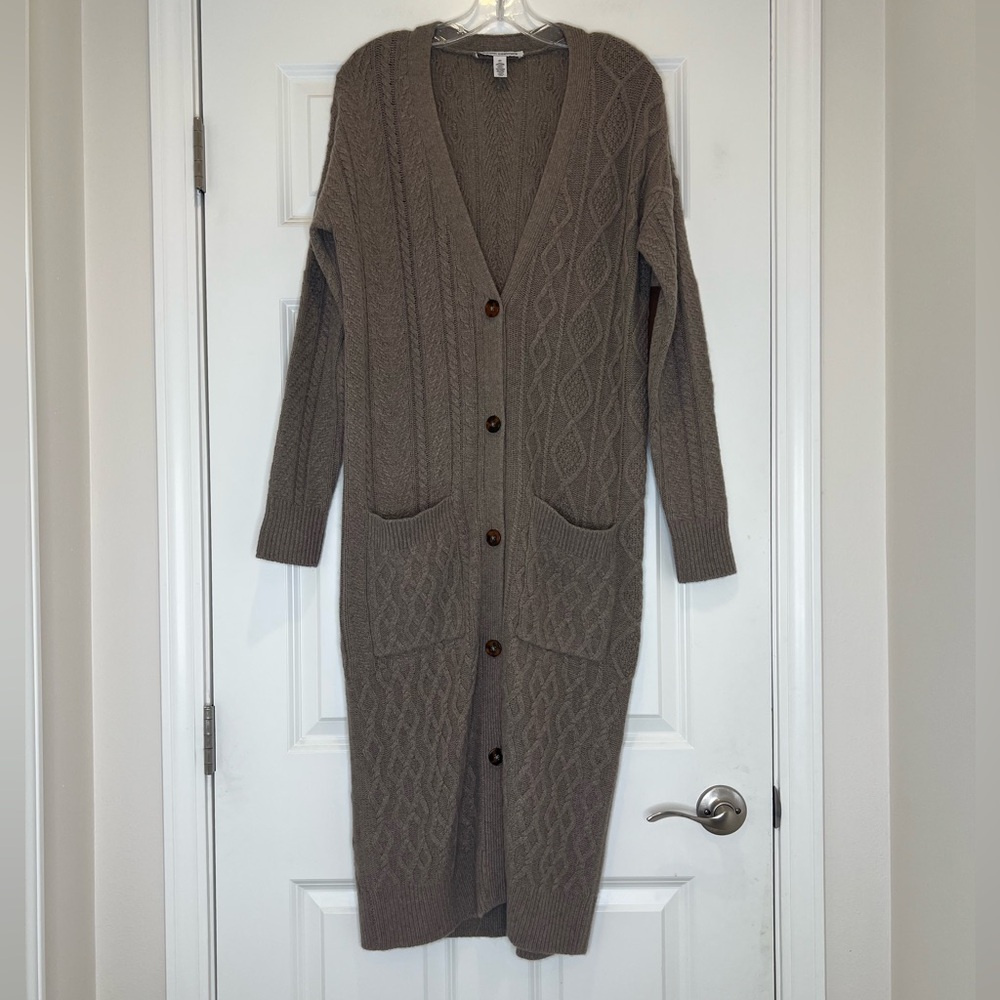 Autumn Cashmere Long Length Cardigan Sweater Cable Knit Oversized XS $395
